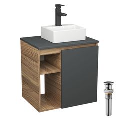 Тумба Bau Dream Blackwood 60 ,раковина BAU Cerama Mini 33х28,смеситель Hotel Black,выпуск Bauedge