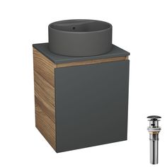 Тумба Bau Dream Blackwood 50 графит,раковина BAU Element D41,темно-серая,выпуск Bauedge