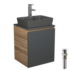 Тумба Bau Dream Blackwood 50 графит,раковина BAU Cerama 48х37,смеситель Hotel Still,выпуск Bauedge