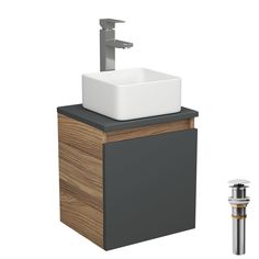 Тумба Bau Dream Blackwood 35,графит,раковина BAU Mini 24х24,смеситель Hotel Still,выпуск Bauedge
