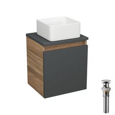 Тумба Bau Dream Blackwood 35 с ящиком,графит,раковина BAU Mini 24х24,выпуск клик клак Bauedge