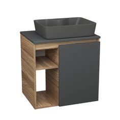 Тумба Bau Dream Blackwood 60 правая,графит,раковина BAU Cerama 48х37 темно-серая матовая Bauedge