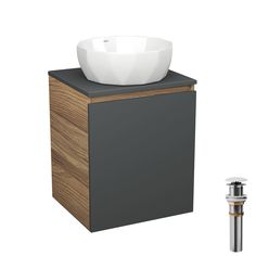 Тумба Bau Dream Blackwood 50 графит,раковина BAU Diamond D40,выпуск клик клак Bauedge