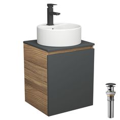 Тумба Bau Dream Blackwood 50,раковина BAU Element D40,смеситель Hotel Black,выпуск Bauedge