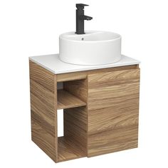 Тумба Bau Dream Blackwood 60 правая,раковина BAU Element D40,белая,смеситель Hotel Black Bauedge
