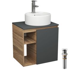 Тумба Bau Dream Blackwood 60 правая,раковина BAU Element D40,смеситель Hotel Still,выпуск Bauedge