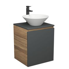 Тумба Bau Dream Blackwood 50 графит,раковина BAU Dream D43,смеситель Hotel Black Bauedge