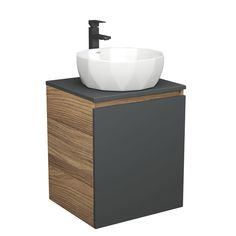 Тумба Bau Dream Blackwood 50 графит,раковина BAU Diamond D40,смеситель Hotel Black Bauedge
