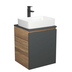 Тумба Bau Dream Blackwood 50 графит,раковина BAU Hotel 48х37,смеситель Hotel Black Bauedge