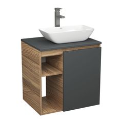 Тумба Bau Dream Blackwood 60 графит,раковина BAU Spectrum mini 47х24 смеситель Hotel Still Bauedge