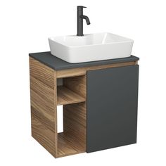 Тумба Bau Dream Blackwood 60,раковина BAU Cerama 48х37,смеситель Hotel Dream Black Bauedge