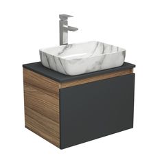 Тумба с раковиной и смесителем Bau (Тумба 60, графит + раковина 48х37 + смеситель) Bauedge