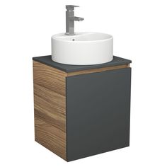 Тумба Bau Dream Blackwood 50 графит,раковина BAU Element D40,белая,смеситель Hotel Still Bauedge
