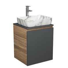 Тумба Bau Dream Blackwood 50 графит,раковина BAU Hotel 51х39,мрамор,смеситель Hotel Still Bauedge