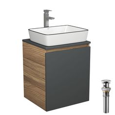 Тумба Bau Dream Blackwood 50,раковина BAU Hotel Black Rand,смеситель Hotel Still,выпуск Bauedge