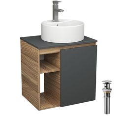 Тумба Bau Dream Blackwood 60 правая,раковина BAU Element D40,смеситель Hotel Still,выпуск Bauedge