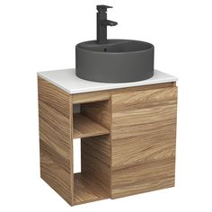 Тумба Bau Dream Blackwood 60,раковина BAU Element D41,темно-серая,смеситель Hotel Black Bauedge