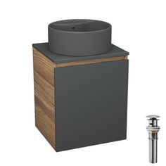 Тумба Bau Dream Blackwood 50 графит,раковина BAU Element D41,темно-серая,выпуск Bauedge