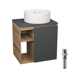 Тумба Bau Dream Blackwood 60 правая,графит,раковина BAU Element D40,белая,выпуск Bauedge