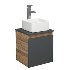 Тумба Bau Dream Blackwood 35 с ящиком,графит,раковина BAU Mini 24х24,смеситель Hotel Still Bauedge