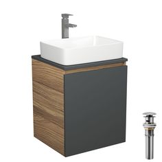 Тумба Bau Dream Blackwood 50 графит,раковина BAU Hotel 48х37,смеситель Hotel Still,выпуск Bauedge