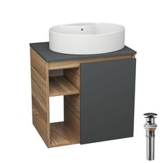 Тумба Bau Dream Blackwood 60 правая,графит,раковина BAU Nimb 51х41 белая,выпуск Bauedge