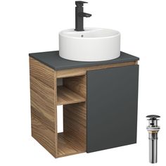 Тумба Bau Dream Blackwood 60,раковина BAU Element D40,смеситель Hotel Black,выпуск Bauedge