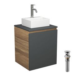 Тумба Bau Dream Blackwood 50 графит,раковина BAU Cerama Mini,смеситель Hotel Dream,выпуск Bauedge