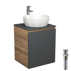 Тумба Bau Dream Blackwood 50 графит,раковина BAU Diamond D40,смеситель Hotel Still,выпуск Bauedge
