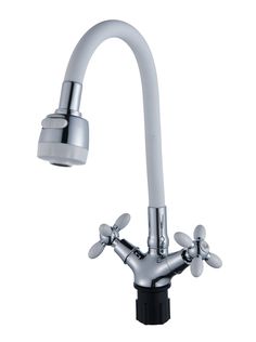 Смеситель для кухни Эверест с гибким изливом, 2 режима струи, латунные кран-буксы, хром