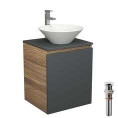 Тумба Bau Dream Blackwood 50 графит,раковина BAU Dream D43,смеситель Hotel Still,выпуск Bauedge
