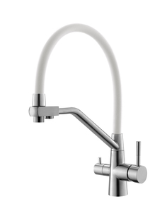 Смеситель для кухонной мойки с фильтром и гибким изливом, белый ESKO K25W ЕСКО