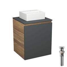 Тумба Bau Dream Blackwood 50 графит,раковина BAU Cerama Mini 33х28 белая,выпуск Bauedge