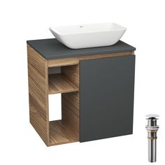 Тумба Bau Dream Blackwood 60 графит,раковина BAU Spectrum mini 47х24 выпуск клик клак Bauedge