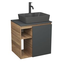 Тумба Bau Dream Blackwood 60 графит,раковина BAU Cerama 48х37,смеситель Hotel Dream Black Bauedge