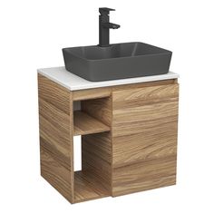 Тумба Bau Dream Blackwood 60 правая,раковина BAU Cerama 48х37,смеситель Hotel Black Bauedge