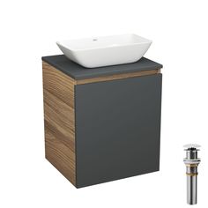 Тумба Bau Dream Blackwood 50 графит,раковина BAU Spectrum mini 47х24 выпуск клик клак Bauedge