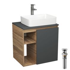 Тумба Bau Dream Blackwood 60,графит,раковина BAU Hotel 48х37,смеситель Hotel Still,выпуск Bauedge