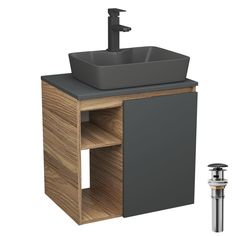 Тумба Bau Dream Blackwood 60 графит,раковина BAU Cerama 48х37,смеситель Hotel Black,выпуск Bauedge
