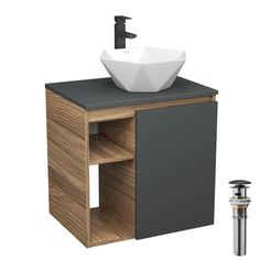 Тумба Bau Dream Blackwood 60 графит,раковина BAU Crystal,смеситель Hotel Black,выпуск Bauedge