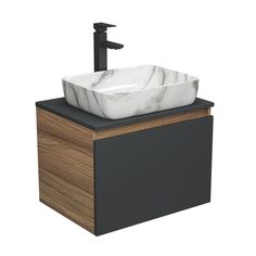 Тумба с раковиной и смесителем Bau (Тумба 60, графит + раковина 48х37 + смеситель) Bauedge