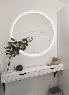 Зеркало для ванной Sun D65 круглое "парящее" с нейтральной LED-подсветкой No Brand
