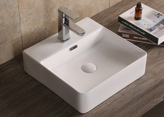 Раковина накладная Cerutti SPA CR7602B белая квадратная под смеситель 420*420*125