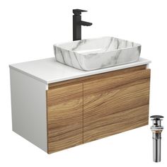 Комплект для ванной 4 предмета тумба Bau Dream 80 раковина BAU 48х37 мрамор смеситель Bauedge