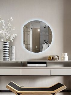 Зеркало для ванной Eclipse 70*60 круглое с левым срезом с холодной LED-подсветкой No Brand