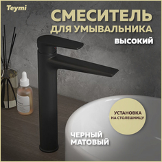 Смеситель для раковины Teymi Kati высокий, черный матовый T10218
