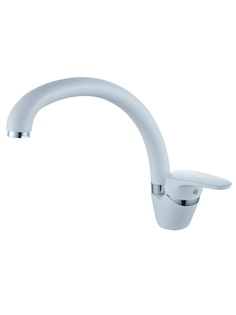 Смеситель для кухни Diadonna D87-559124W с высоким изливом, картридж 40 мм, белый