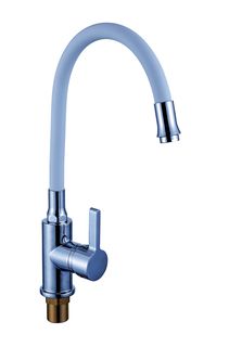 Смеситель для кухни Potato P58281-7 с гибким белым изливом, картридж 35 мм, хром