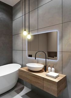 Зеркало для ванной Prisma 60*80 горизонтальное "парящее" с холодной LED-подсветкой No Brand