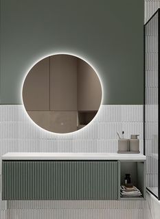 Зеркало для ванной Sun D75 круглое "парящее" с нейтральной LED-подсветкой No Brand